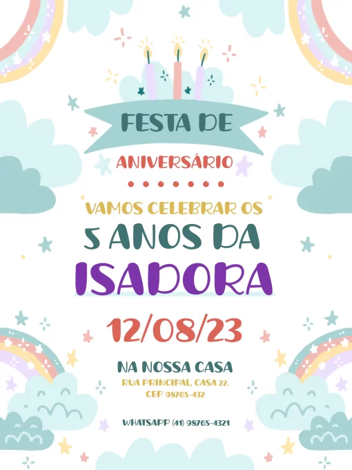 Convite De Aniversário 5 Anos Azul Convite De Aniversário 5 Anos Azul