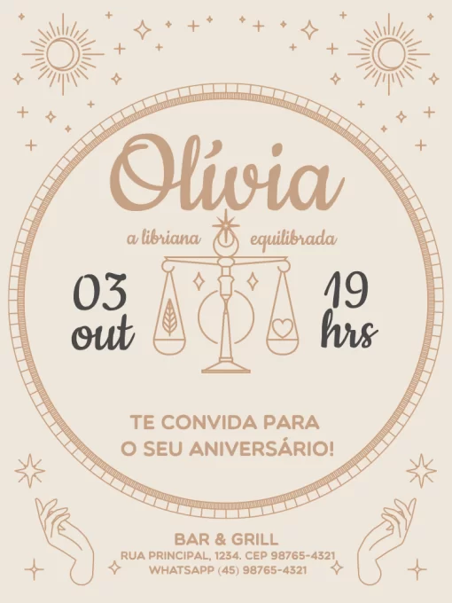 Modelo de convite - aniversário signos libra