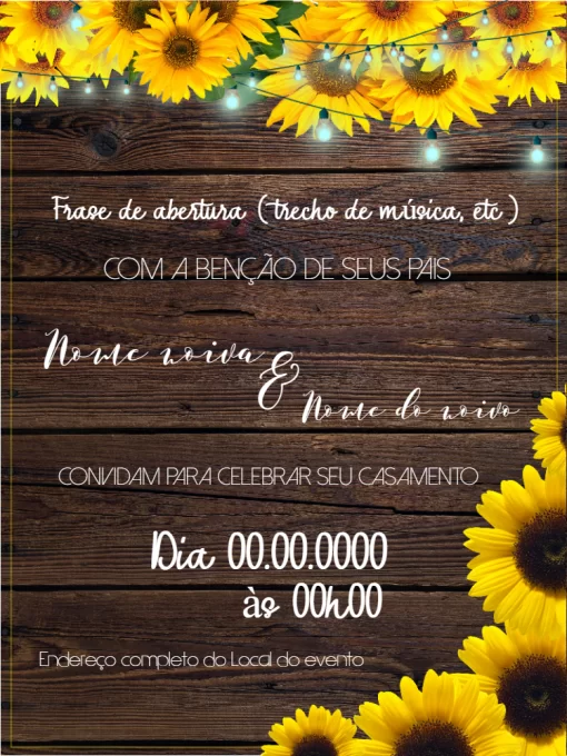 Fazer convite online convite digital Casamento rustico