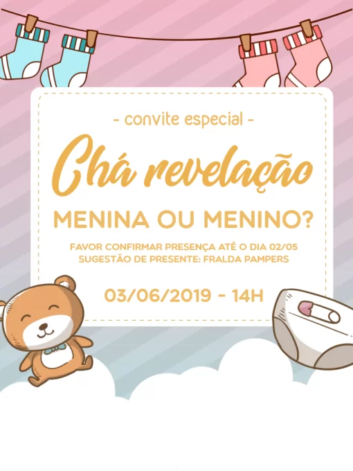 Convite chá de baby revelação Edite Online