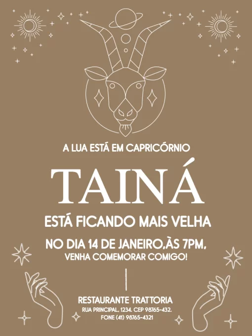 Modelo de convite - aniversário signos capricórnio