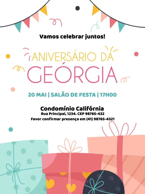 Modelo de convite - aniversário festivo