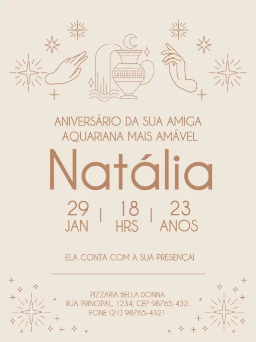 Convite De Aniversário Signos Aquário Convite De Aniversário Signos Aquário