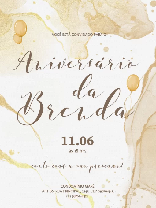 Modelo de convite - festa aniversário aquarela