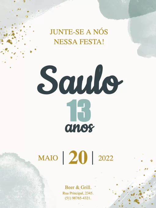 Modelo de convite - festa aniversário aquarela