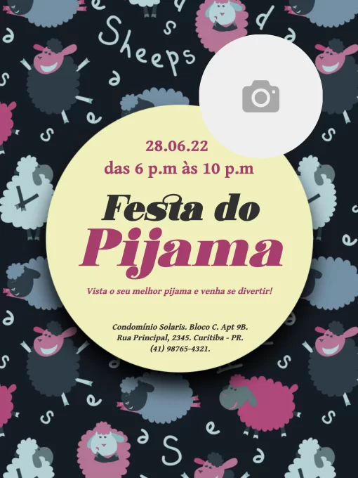 Modelo de convite - festa aniversário pijama