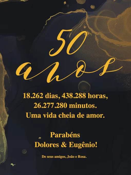 Cartão Parabéns Pelo Aniversário 50 Anos De Casamento