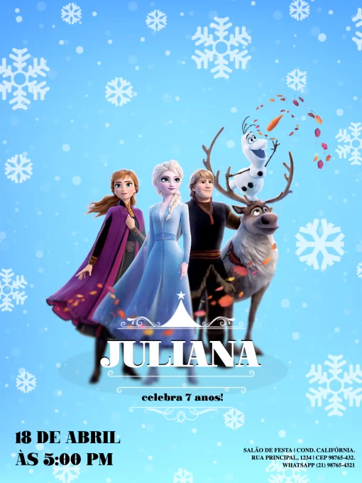 Convite Animado Grátis - Frozen Tradicional 