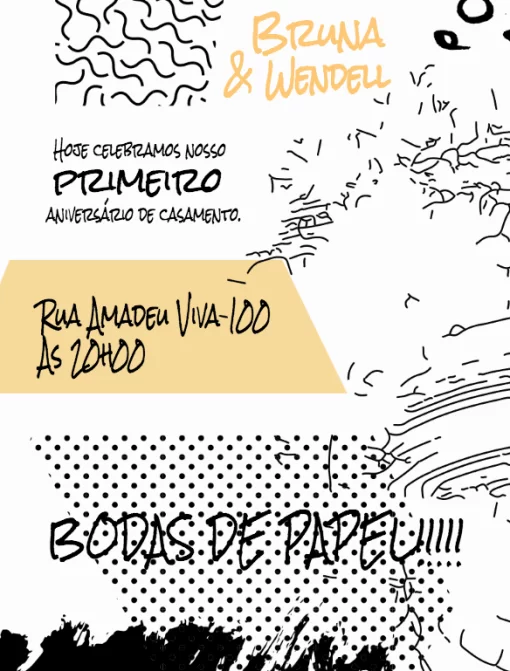 Convite Bodas de Papel Rabiscado Convite Bodas de Papel Rabiscado