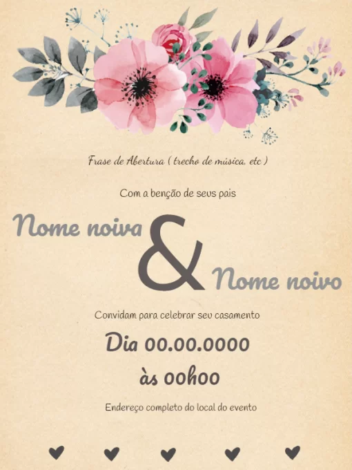 Convite de Casamento Floral Edite Online