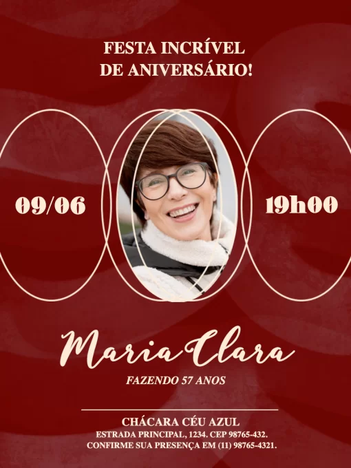 Modelo de convite - aniversário com foto elegante