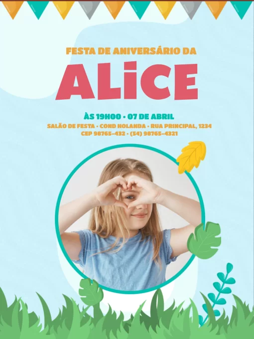 Modelo de convite - aniversário infantil com foto