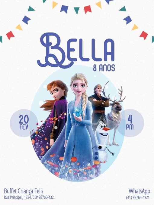 Convite online Frozen grátis para editar