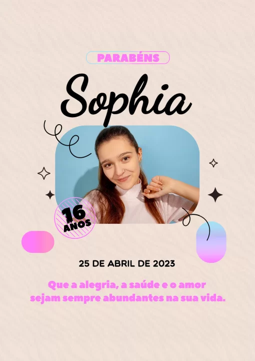 Modelo de convite - cartaz aniversário simples com foto