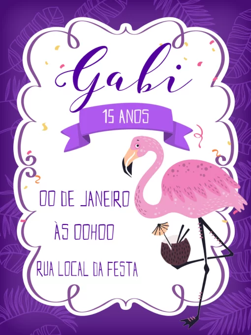 Convite Aniversário Flamingo Convite Aniversário Flamingo