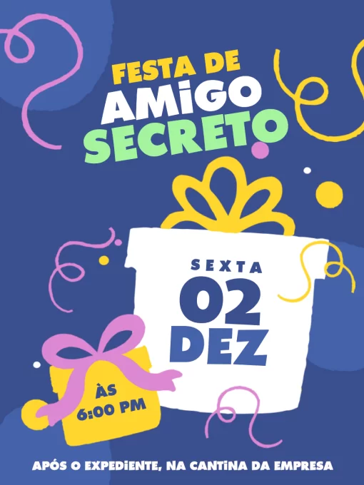 Convite Amigo Secreto Azul Edite Online