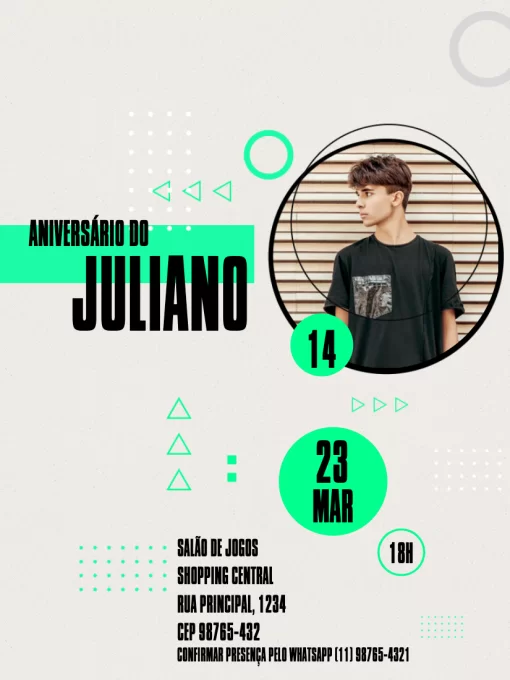 Convite De Aniversário Jovem Masculino Verde Convite De Aniversário Jovem Masculino Verde