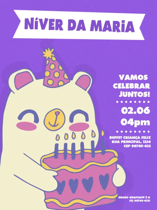 Modelo de convite - aniversário infantil ursinho