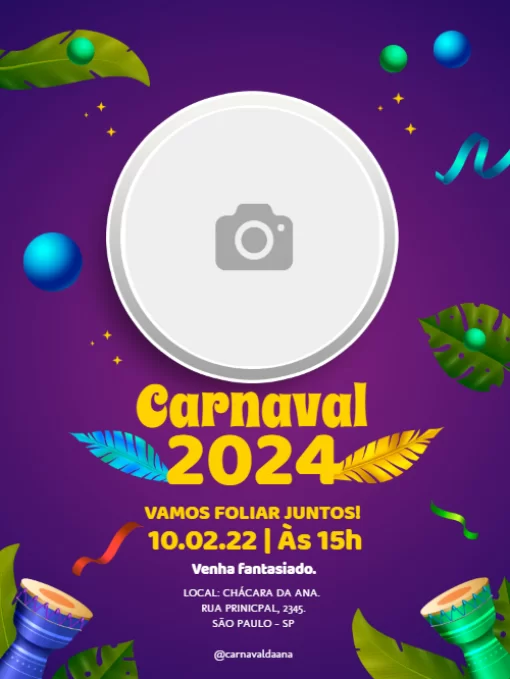 Convite online carnaval editar grátis