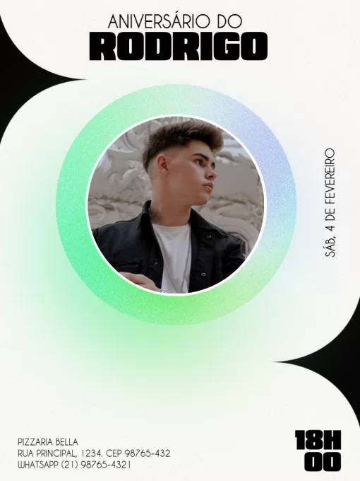 Modelo de convite - aniversário jovem masculino com foto