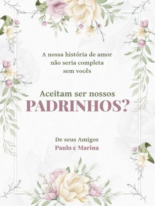 Convite De Casamento Para Padrinhos Floral