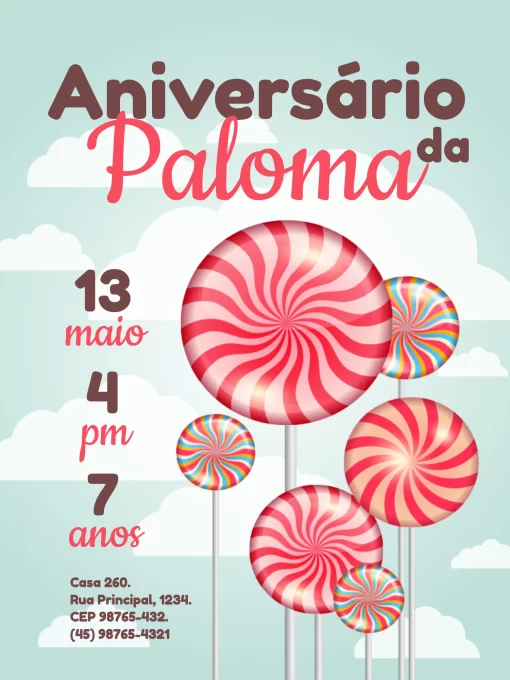 Convite De Aniversário Lollipop Feminino Convite De Aniversário Lollipop Feminino