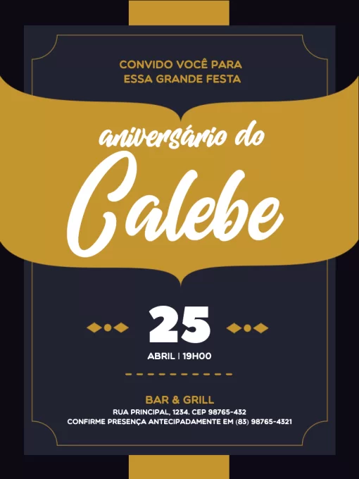 Modelo de convite - aniversário dourado