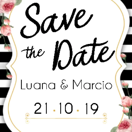 Modelo de convite - save the date listrado com flores