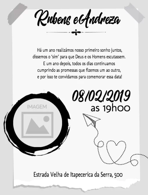Convite online bodas de papel editar grátis