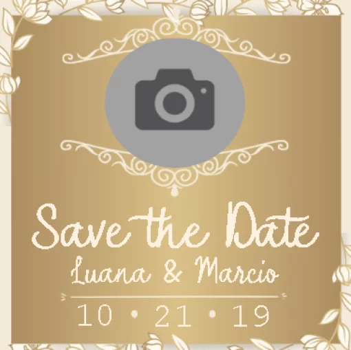 Modelo de convite - save the date dourado