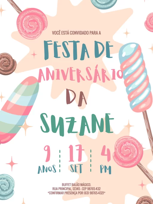 Convite De Aniversário Lollipop Convite De Aniversário Lollipop