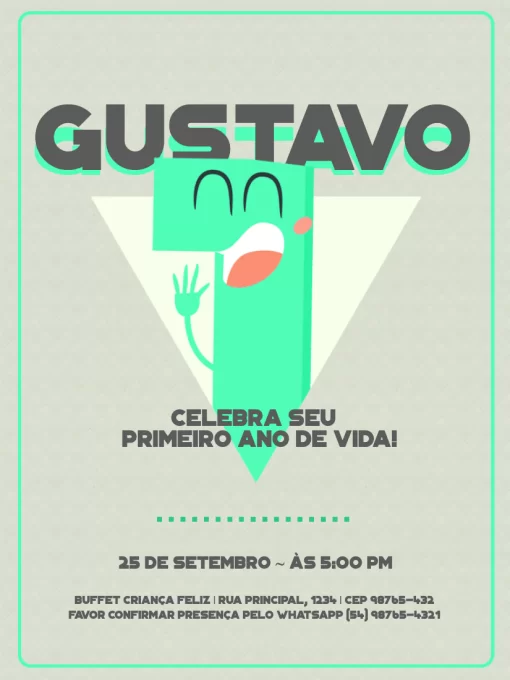 Modelo de convite - primeiro ano menino verde