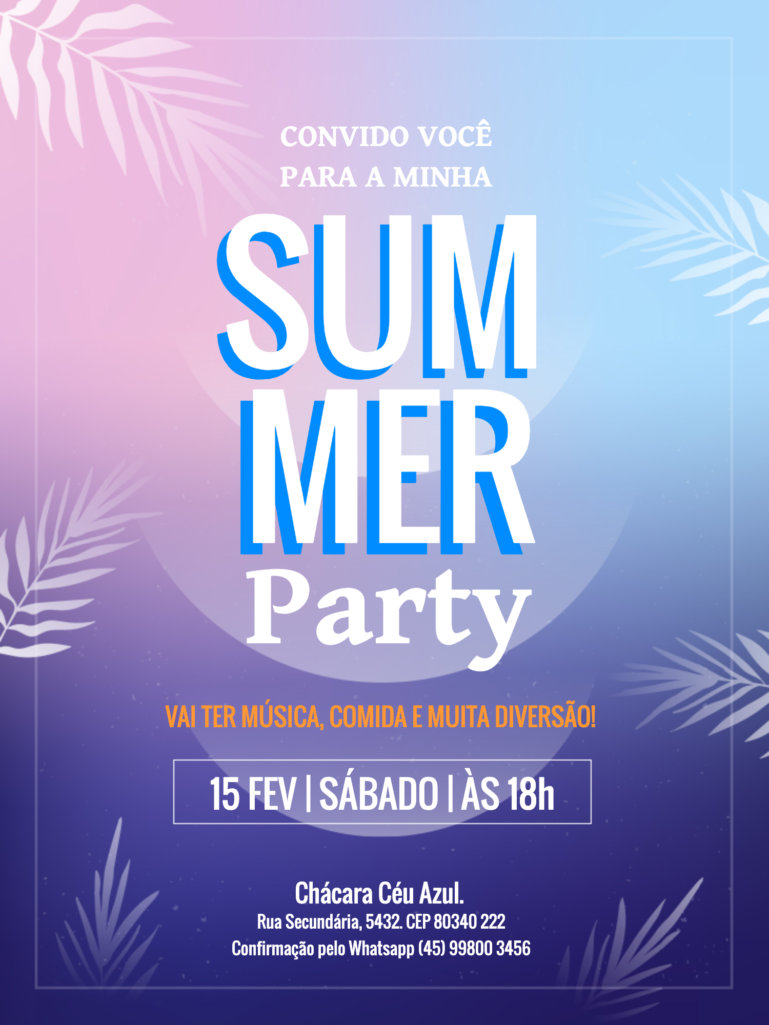 Editar e Baixar Convite Summer Party, festa, infantil, adulto, aniversário, menina, menino, summer party, tropical, verão