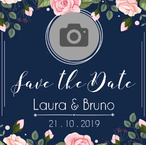 Modelo de convite - save the date azul flores