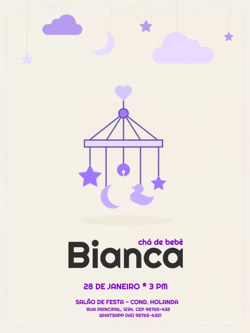 Modelo de convite - delicado para chá bebê