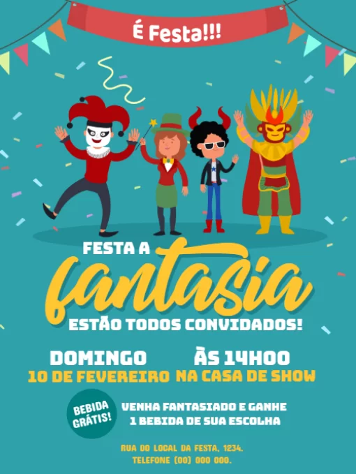 Convite online carnaval editar grátis