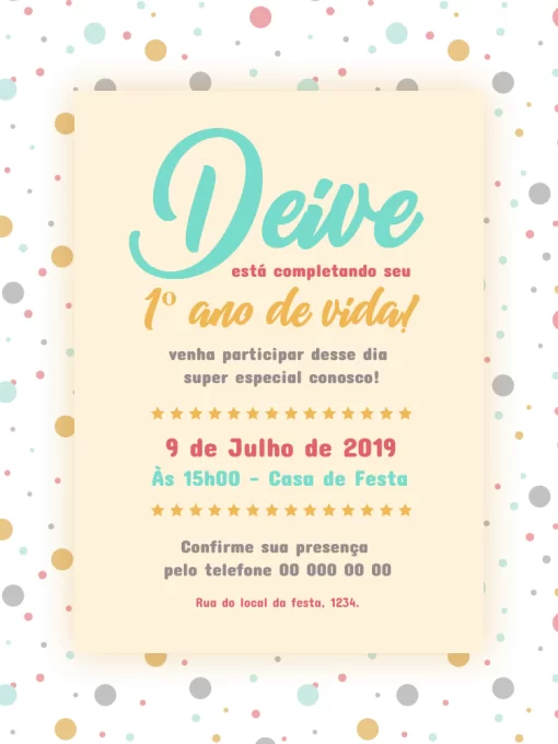 Modelo de convite - aniversário bolinhas