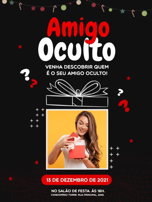 Convite Amigo Secreto Azul Edite Online