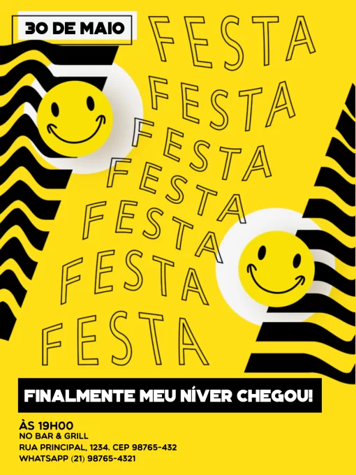 Convite De Aniversário Engraçado Para Whatsapp Amarelo Convite De Aniversário Engraçado Para Whatsapp Amarelo