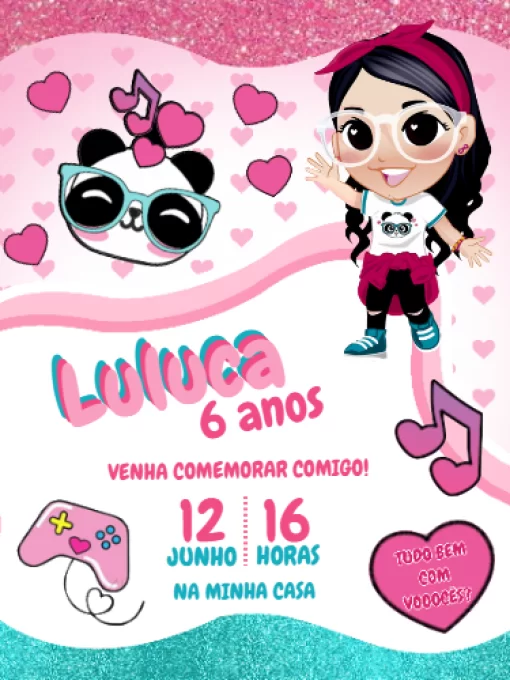 Convite Digital Aniversário Luluca Panda Edite Online