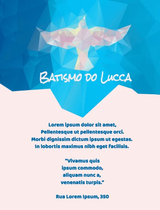 Modelo de convite - batismo azul vitral