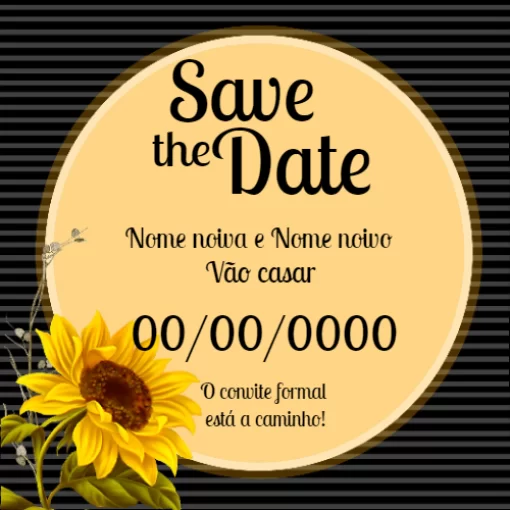 Modelo de convite - save the date girassol escuro