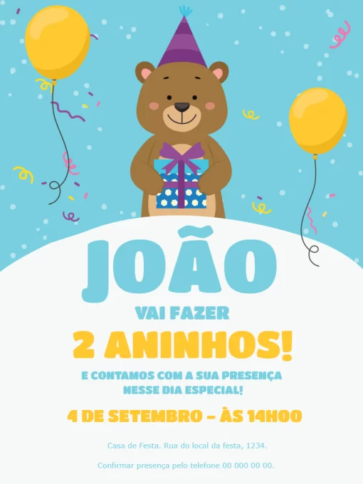 ▷ Convite de Aniversário Infantil Menino personalizado grátis