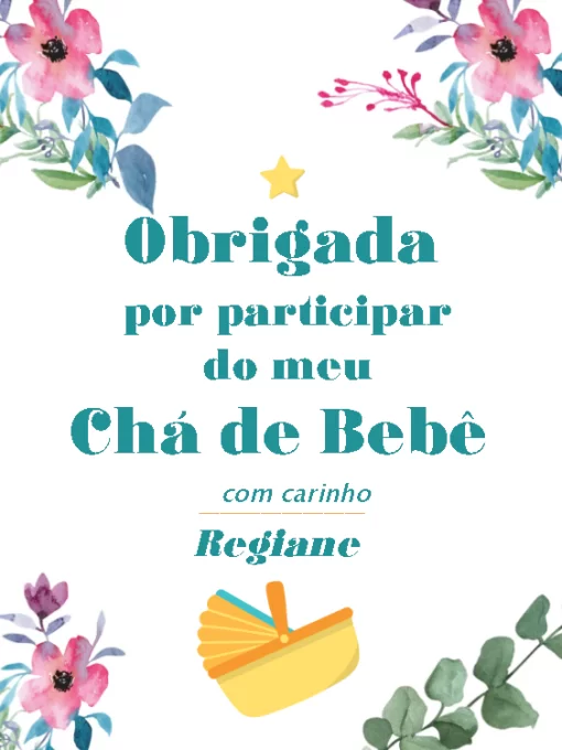 Modelo de convite - cartão agradecimento chá bebê