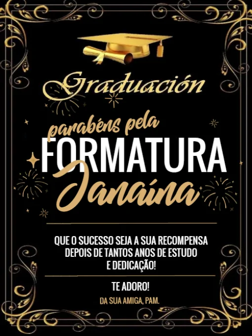 Modelo de convite - cartão comemoração formatura escuro para editar