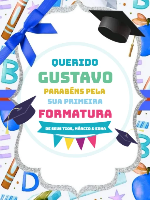 Modelo de convite - cartão comemoração formatura infantil para editar