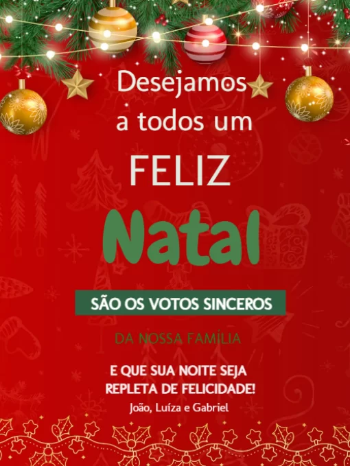 Modelo de convite - cartão natal bolas e luzes 