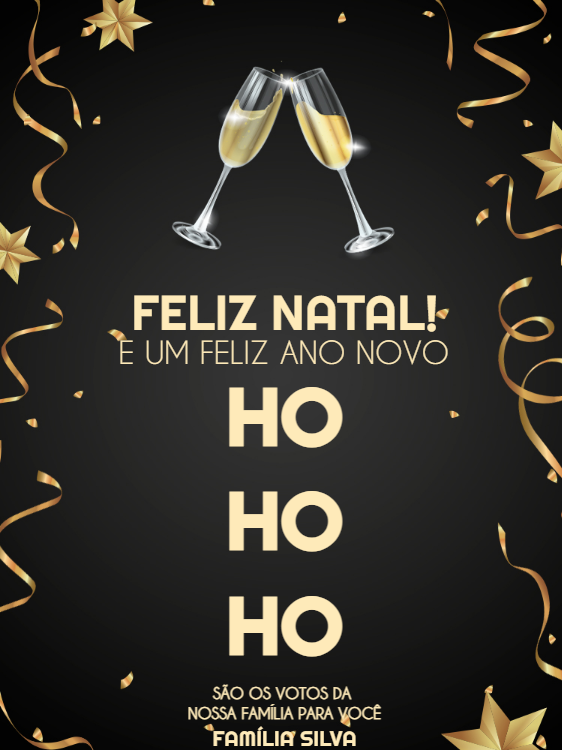 Papai Noel Com Inscrição Ho Ho Ho. Cartão De Natal Bonito. Royalty