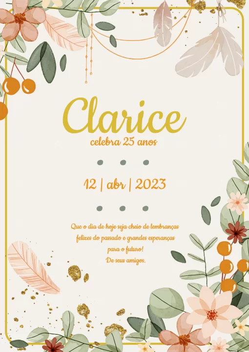 Modelo de convite - cartaz aniversário floral