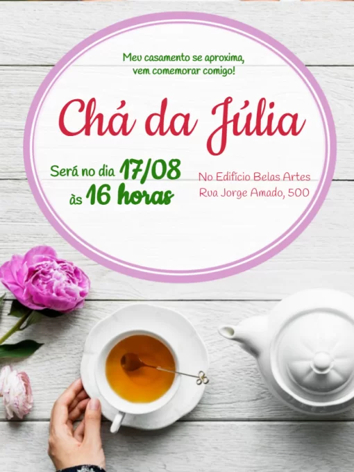 Modelo de convite - chá cozinha das amigas